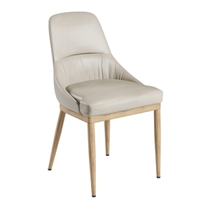 Pemberly Row Armless Taupe Dining Chairs with Wood-Look Legs - Set of 2