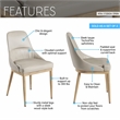 Pemberly Row Armless Taupe Dining Chairs with Wood-Look Legs - Set of 2