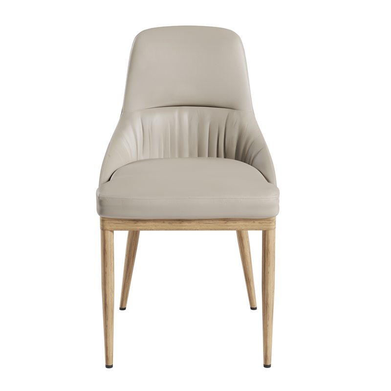 Pemberly Row Armless Taupe Dining Chairs with Wood-Look Legs - Set of 2