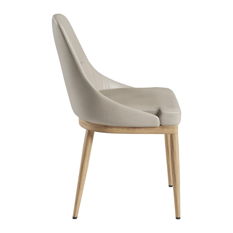 Pemberly Row Armless Taupe Dining Chairs with Wood-Look Legs - Set of 2