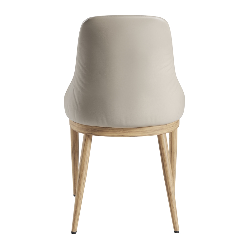 Pemberly Row Armless Taupe Dining Chairs with Wood-Look Legs - Set of 2