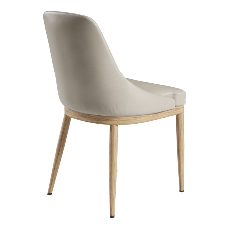 Pemberly Row Armless Taupe Dining Chairs with Wood-Look Legs - Set of 2