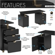 Pemberly Row Executive Desk with 3 Drawers and Cabinet - Black and Gold