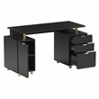 Pemberly Row Executive Desk with 3 Drawers and Cabinet - Black and Gold