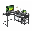 Pemberly Row L-Shaped Desk with Drawers - Shelves and Organizer - Black