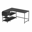 Pemberly Row L-Shaped Desk with Drawers - Shelves and Organizer - Black