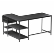Pemberly Row L-Shaped Desk with Drawers - Shelves and Organizer - Black