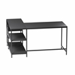 Pemberly Row L-Shaped Desk with Drawers - Shelves and Organizer - Black