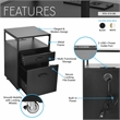 Pemberly Row Black 2-Drawer Rolling Locking File Cabinet w/ USB
