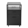 Pemberly Row Black 2-Drawer Rolling Locking File Cabinet w/ USB