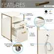 Pemberly Row White & Gold Rolling Locking File Cabinet w/ USB