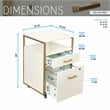 Pemberly Row White & Gold Rolling Locking File Cabinet w/ USB