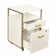 Pemberly Row White & Gold Rolling Locking File Cabinet w/ USB