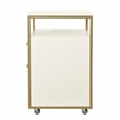 Pemberly Row White & Gold Rolling Locking File Cabinet w/ USB