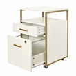 Pemberly Row White & Gold Rolling Locking File Cabinet w/ USB