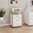 Pemberly Row White & Gold Rolling Locking File Cabinet w/ USB