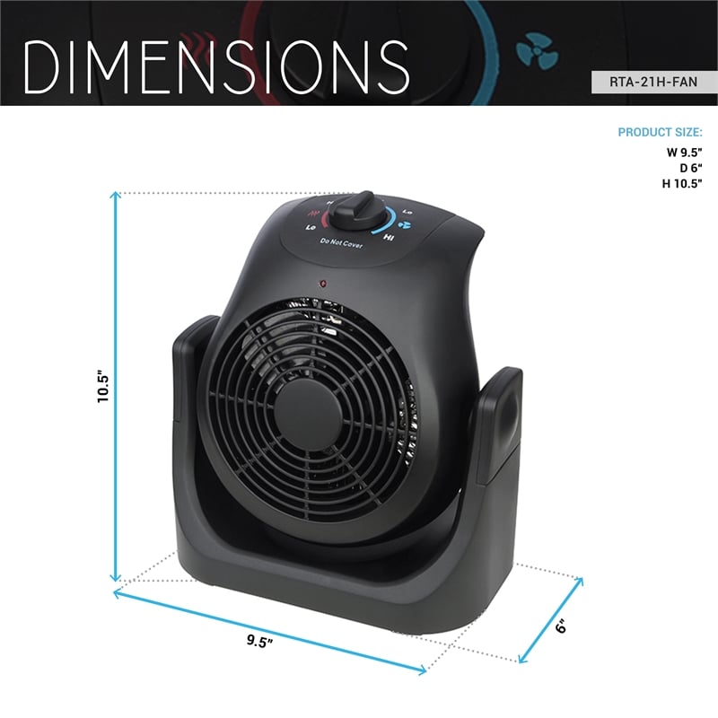 Pemberly Row Contemporary 2-in-1 Portable 1500W Space Heater and Fan