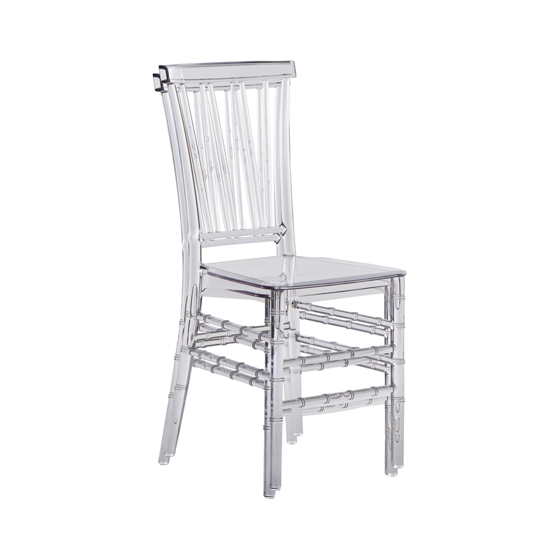 Pemberly Row Stackable Chiavari Style Clear Acrylic Event Chairs - Set of 2