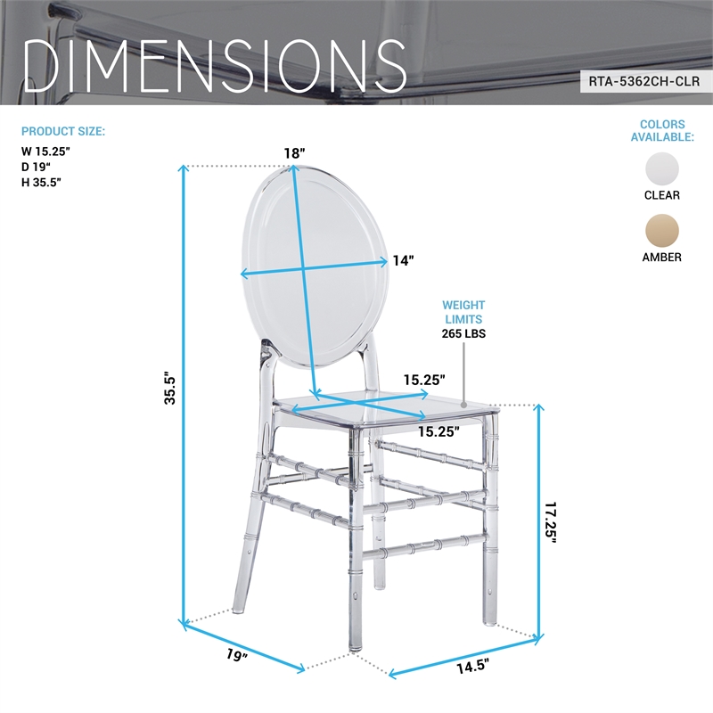Pemberly Row Stackable Ghost Style Clear Acrylic Event Chairs - Set of 2
