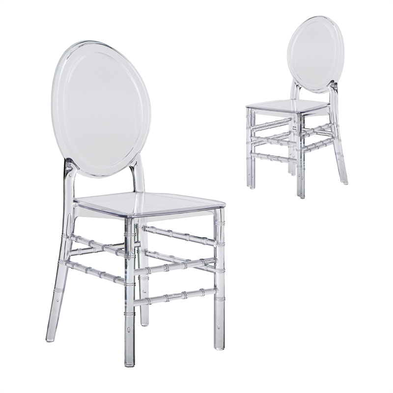 Pemberly Row Stackable Ghost Style Clear Acrylic Event Chairs - Set of 2