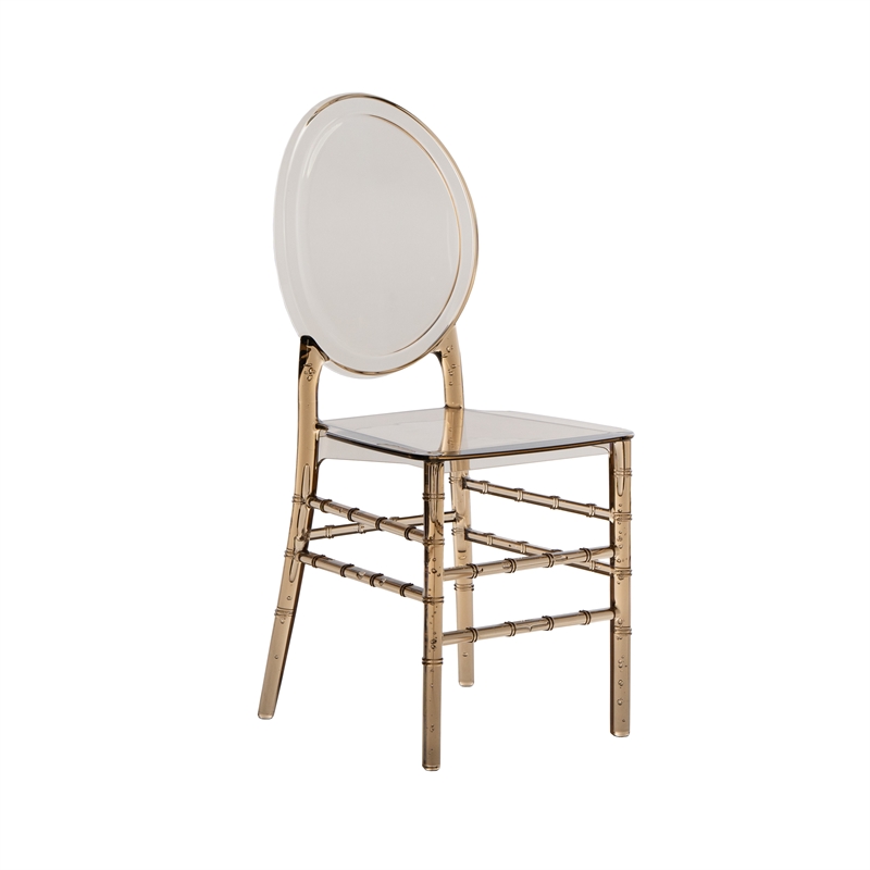 Pemberly Row Stackable Ghost Style Amber Acrylic Event Chairs - Set of 2