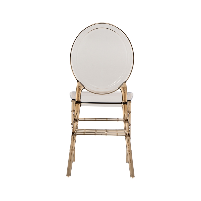 Pemberly Row Stackable Ghost Style Amber Acrylic Event Chairs - Set of 2