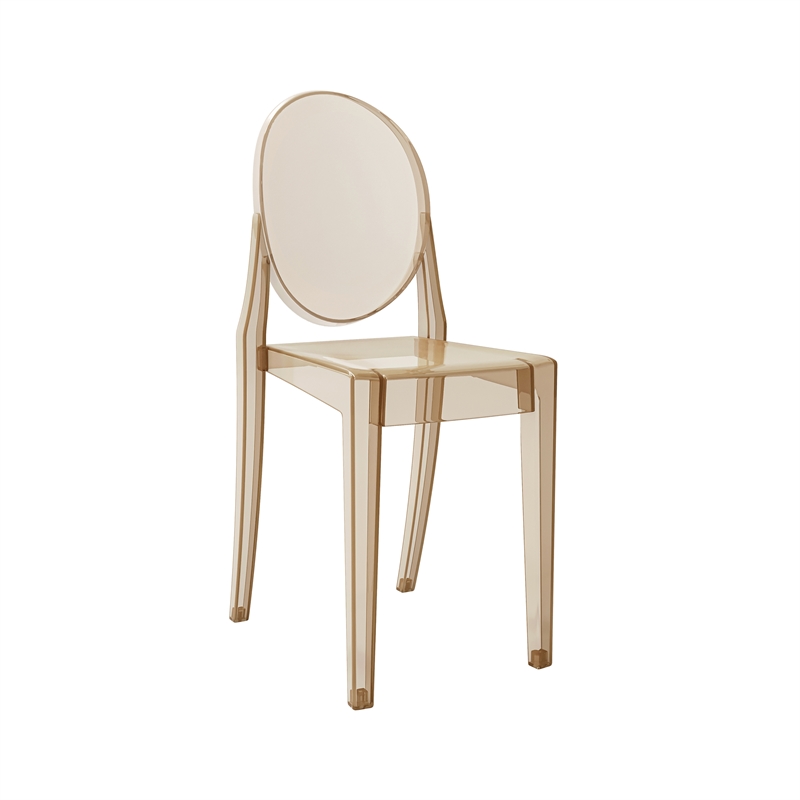 Pemberly Row Stackable Amber Acrylic Ghost Event Chairs - Set of 4