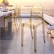 Pemberly Row Stackable Amber Acrylic Ghost Event Chairs - Set of 4