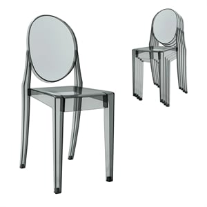 Pemberly Row Stackable Dark Grey Acrylic Ghost Event Chairs - Set of 4