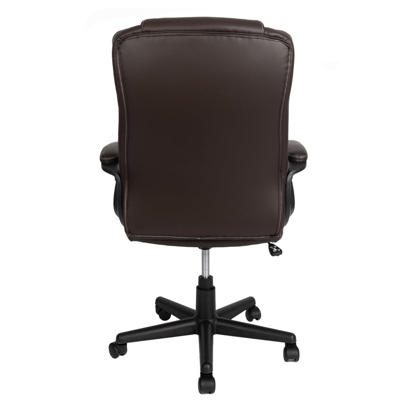 Pemberly Row High-Back Ergonomic Office Chair - Brown Faux Leather