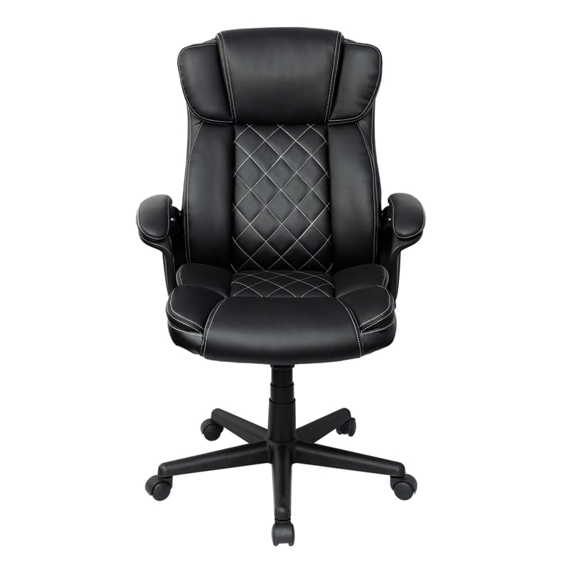 Pemberly Row High-Back Ergonomic Office Chair - Black Faux Leather