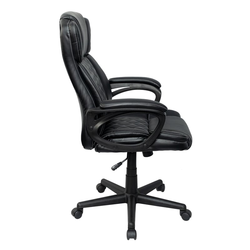 Pemberly Row High-Back Ergonomic Office Chair - Black Faux Leather