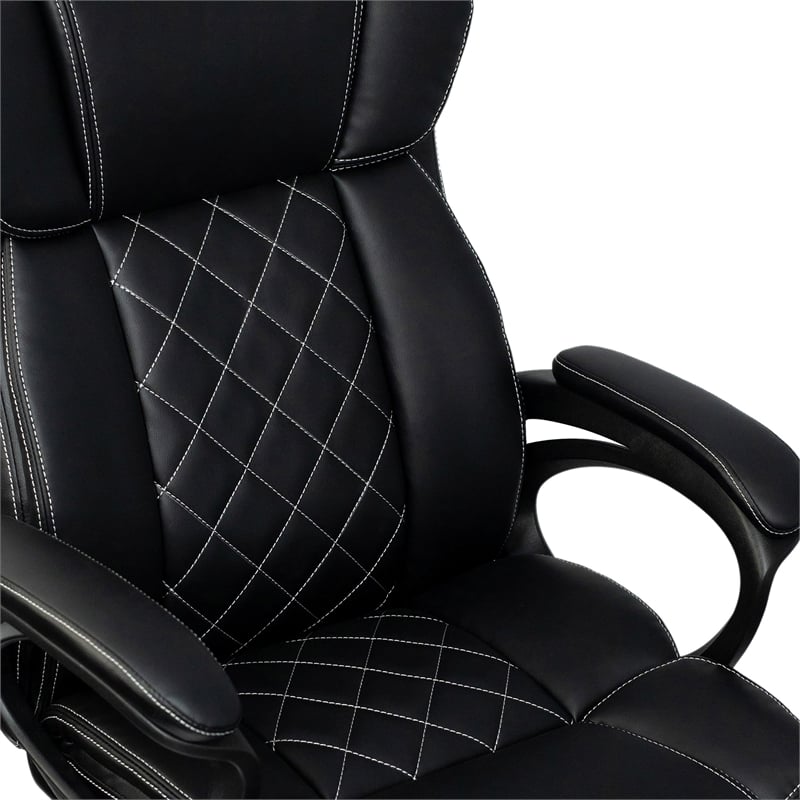 Pemberly Row High-Back Ergonomic Office Chair - Black Faux Leather