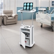Pemberly Row White Rolling Laptop Cart - Adjustable Height Desk with Storage