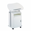 Pemberly Row White Rolling Laptop Cart - Adjustable Height Desk with Storage