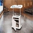 Pemberly Row White Rolling Laptop Cart - Adjustable Height Desk with Storage