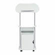 Pemberly Row White Rolling Laptop Cart - Adjustable Height Desk with Storage