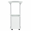 Pemberly Row White Rolling Laptop Cart - Adjustable Height Desk with Storage