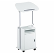 Pemberly Row White Rolling Laptop Cart - Adjustable Height Desk with Storage