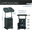 Pemberly Row Black Rolling Laptop Cart - Adjustable Height Desk with Storage