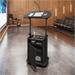 Pemberly Row Black Rolling Laptop Cart - Adjustable Height Desk with Storage