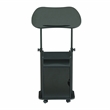 Pemberly Row Black Rolling Laptop Cart - Adjustable Height Desk with Storage