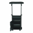 Pemberly Row Black Rolling Laptop Cart - Adjustable Height Desk with Storage