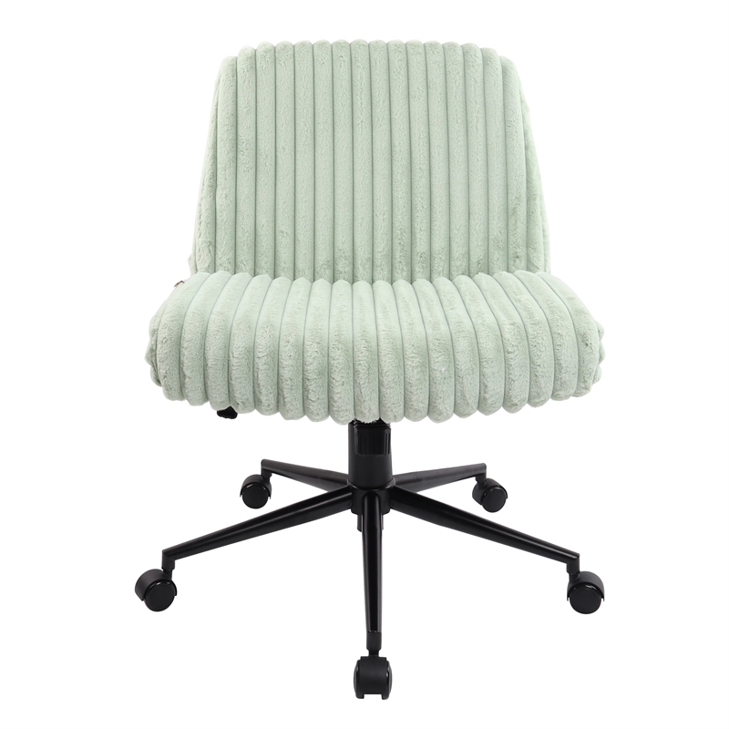 Pemberly Row Soft & Luxurious Plush Material Green Criss Cross Chair