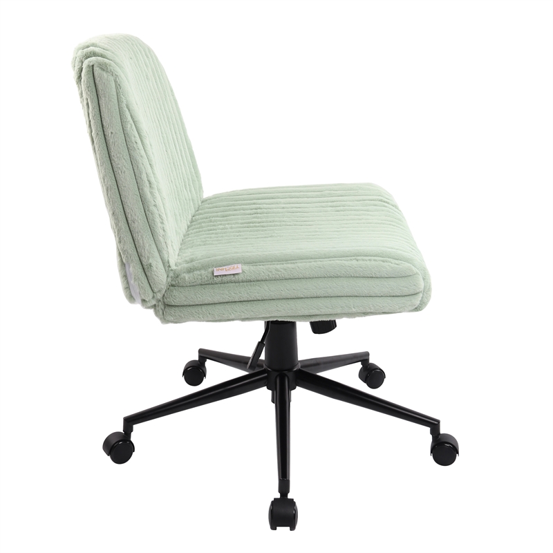 Pemberly Row Soft & Luxurious Plush Material Green Criss Cross Chair