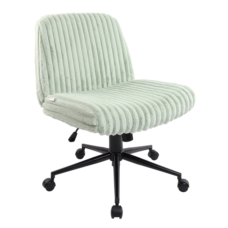 Pemberly Row Soft & Luxurious Plush Material Green Criss Cross Chair