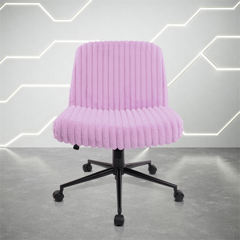 Pemberly Row Soft & Luxurious Plush Material Purple Criss Cross Chair