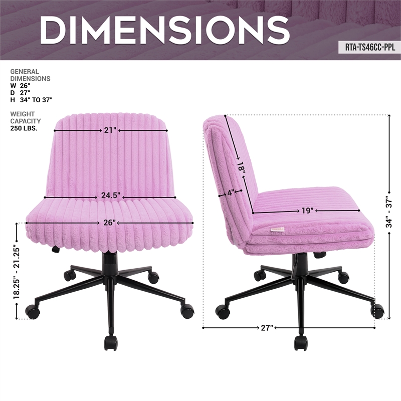 Pemberly Row Soft & Luxurious Plush Material Purple Criss Cross Chair
