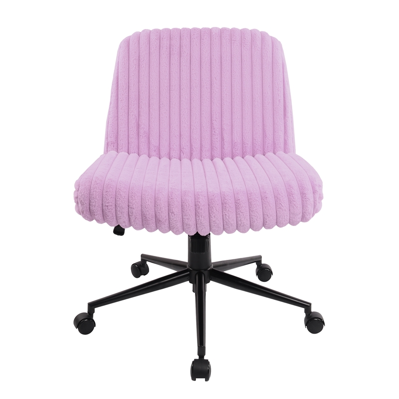 Pemberly Row Soft & Luxurious Plush Material Purple Criss Cross Chair