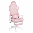 Pemberly Row Contemporary Velvet Gaming Chair with Footrest in Pink